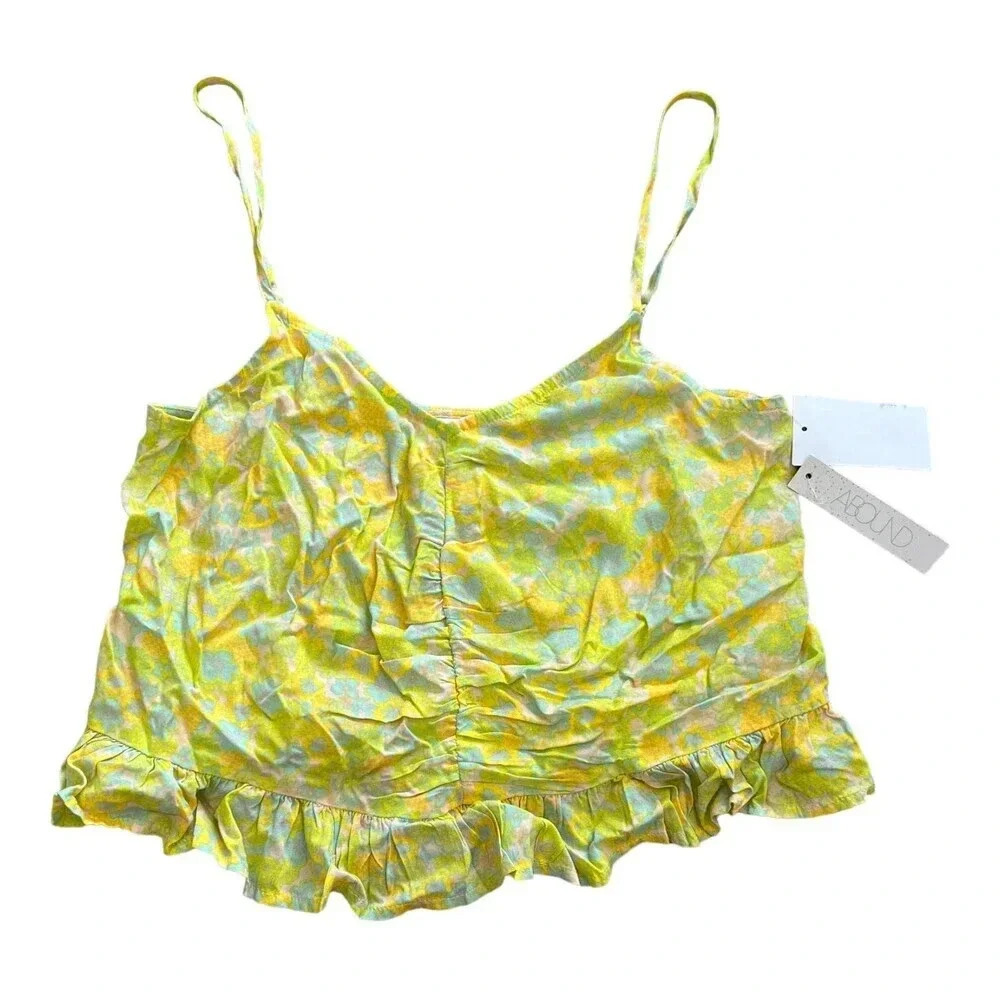 Abound Yellow Tarry Floral Crop Tank Top S
